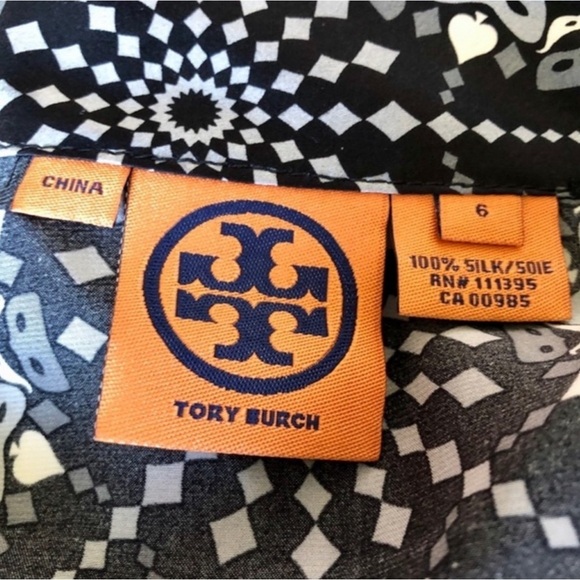 Tory Burch mask print top 100% silk size 6 tank - Picture 5 of 6